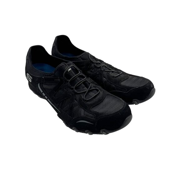 Skechers Black Leather Bikers Women Size 10 - Picture 1 of 8